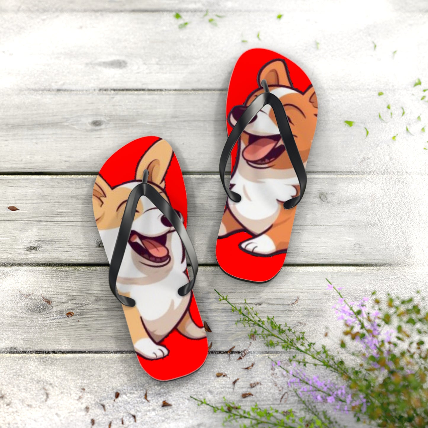 Best Mates Smiling Corgis Unisex Flip Flops — Cool Corgi Themed Sandals for the Beach, Pool, or Anywhere