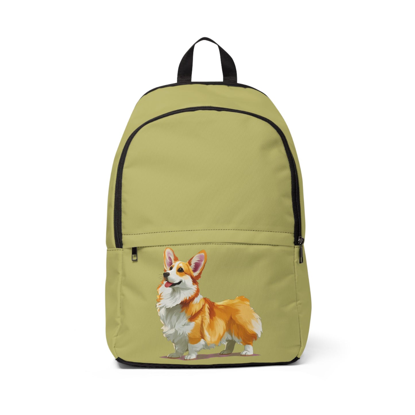 Classic Queen's Corgi Artistic Illustration Backpack — Khaki Corgi Rucksack