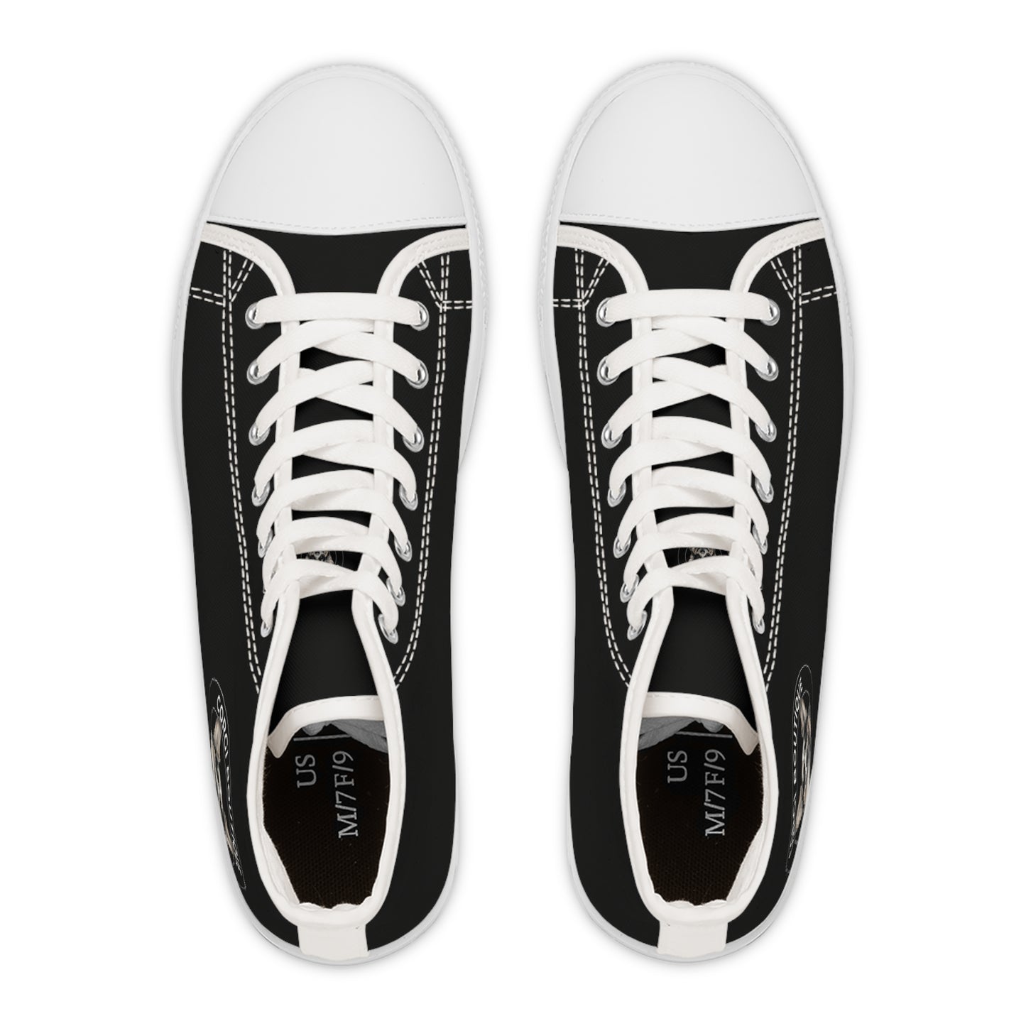 Corgi Boutique Logo Women's High Top Casual Black Canvas Sneakers