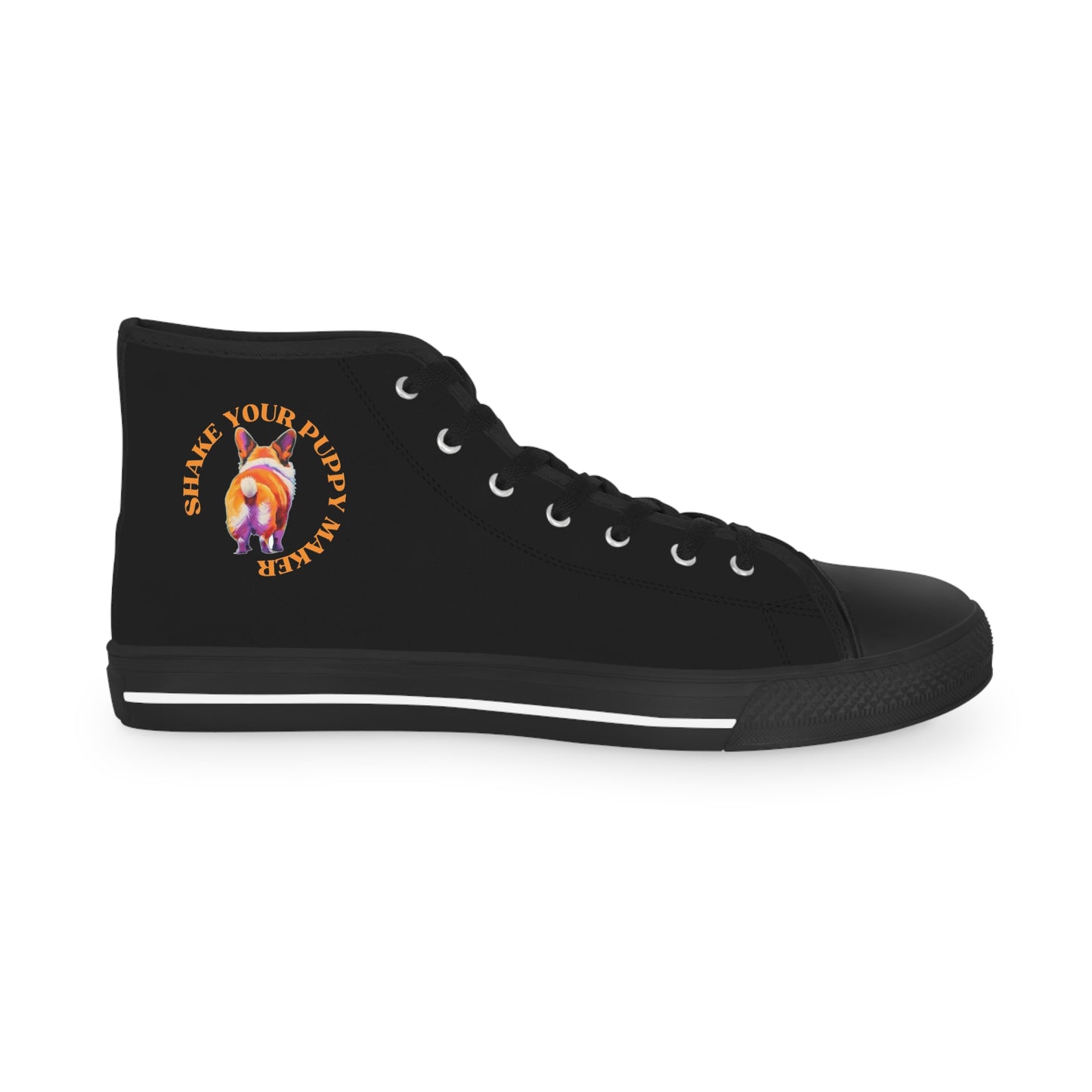 Shake Your Puppy Maker Men's High Top Casual Black Canvas Sneakers