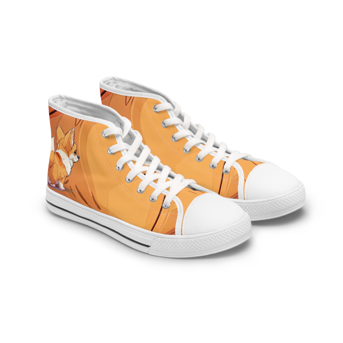 Cutie Patootie Corgi Autumn Orange Women's High Top Casual Canvas Sneakers