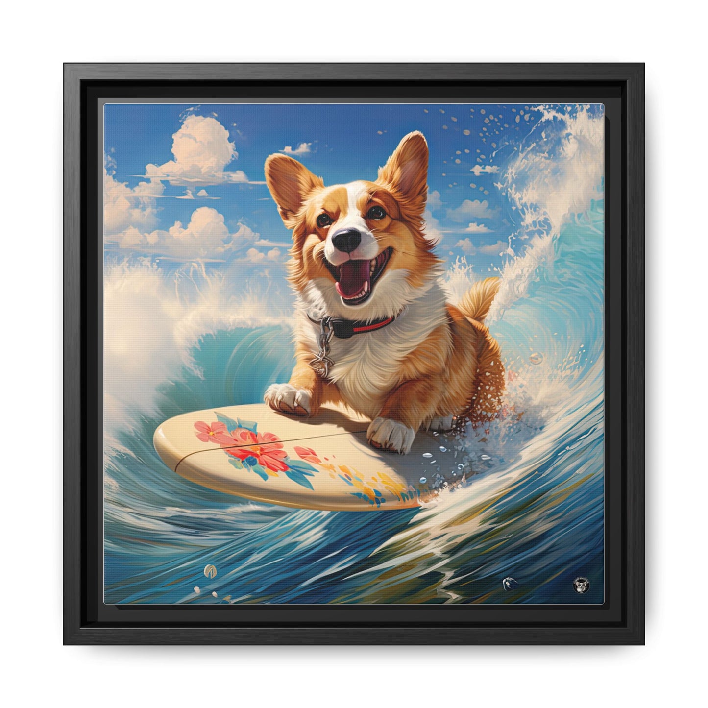 Cowabunga Corgi on Canvas
