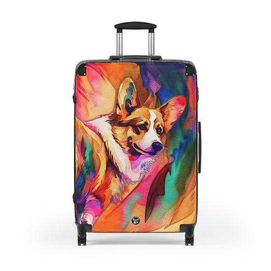 Corgi Pop Art Watercolor Suitcases — Vibrant Colorful Corgi Rolling Luggage