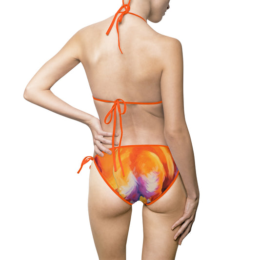 Shake Your Puppy Maker Vibrant Colorful Subtle Corgi Butt String Bikini - Bright & Beautiful Swimsuit