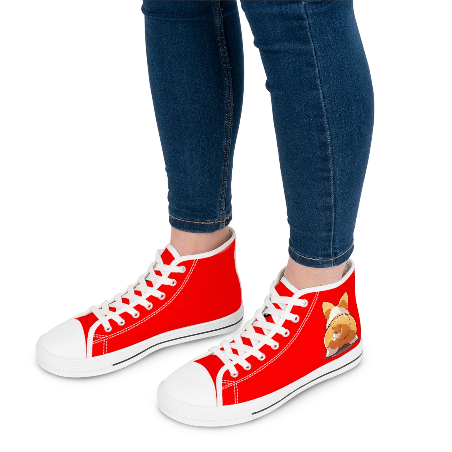Booty Call Corgi Pop Art Women's High Top Casual Red Canvas Sneakers