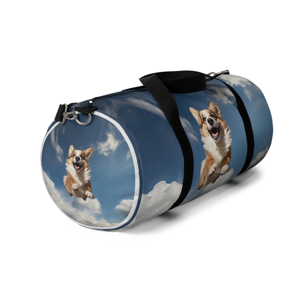 Super Corgi in the Sky Duffel Bag - Flying Corgi Hero Blue Travel Gym Bag