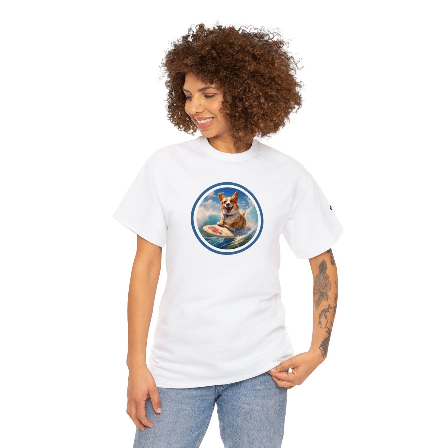 Cowabunga Corgi - Unisex Heavy Cotton Tee