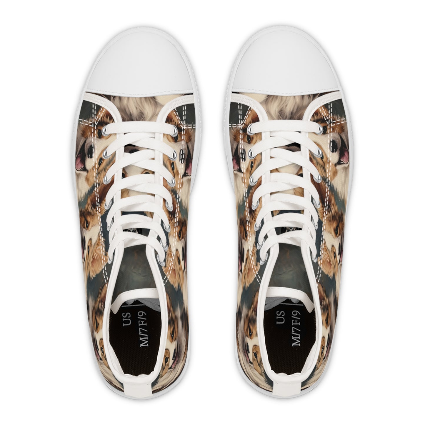 Corgi Pouncing Puppies Print Women's High Top Casual Canvas Sneakers