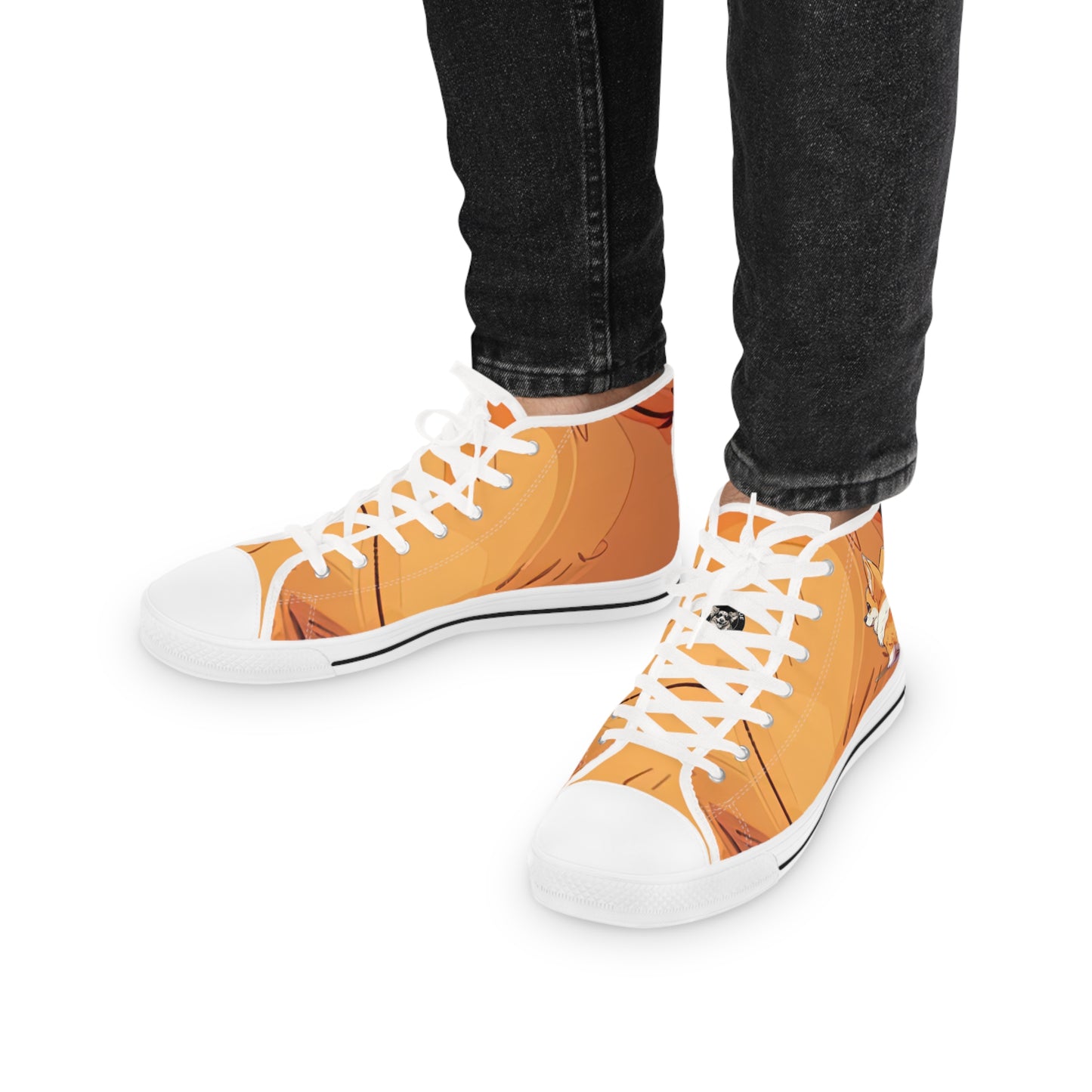 Cutie Patootie Corgi Autumn Orange Men's High Top Casual Canvas Sneakers