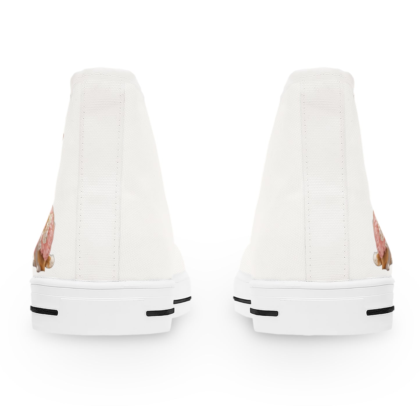 Princess Corgi Women's High Top Casual White & Rose Canvas Sneakers