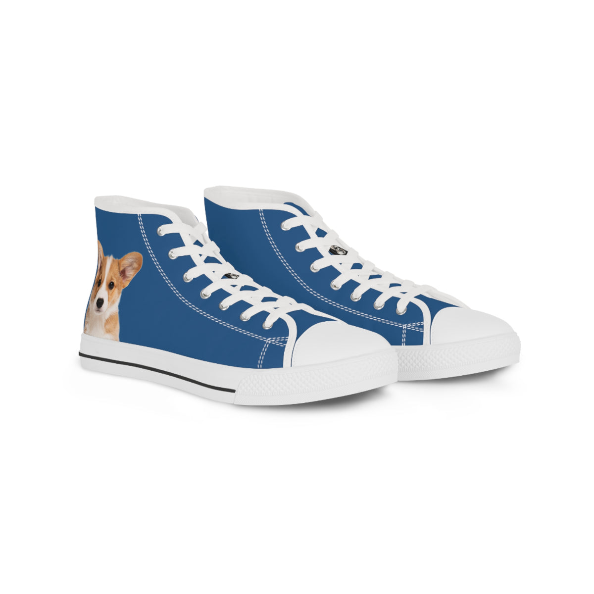 Ethereal Gaze Men's High-Top Sneakers - Corgi Kisser on Daytona Dusk Canvas