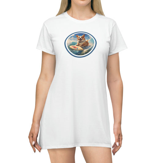 Cowabunga Corgi - T-Shirt Dress
