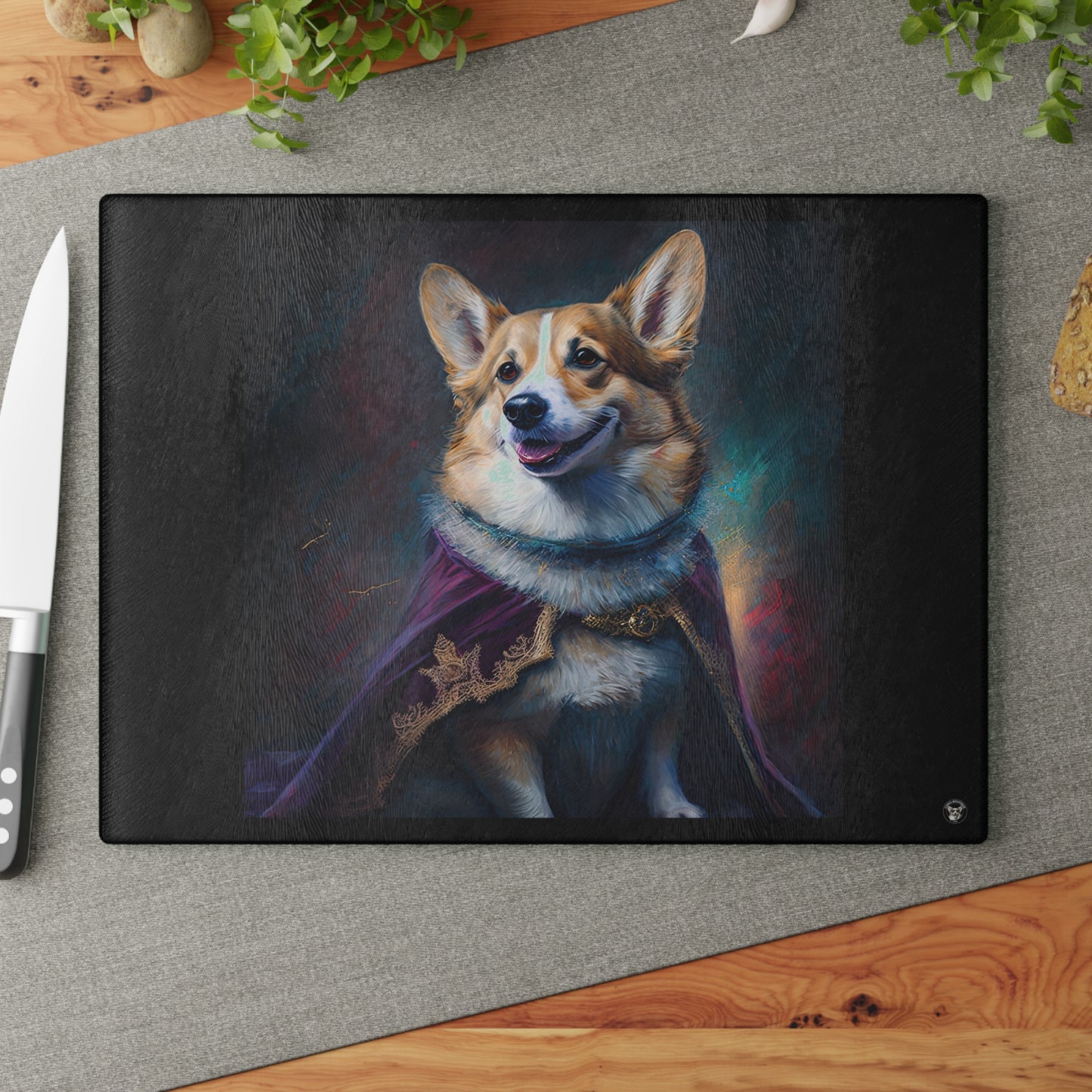 Corgi Royalty - Glass Cutting Board