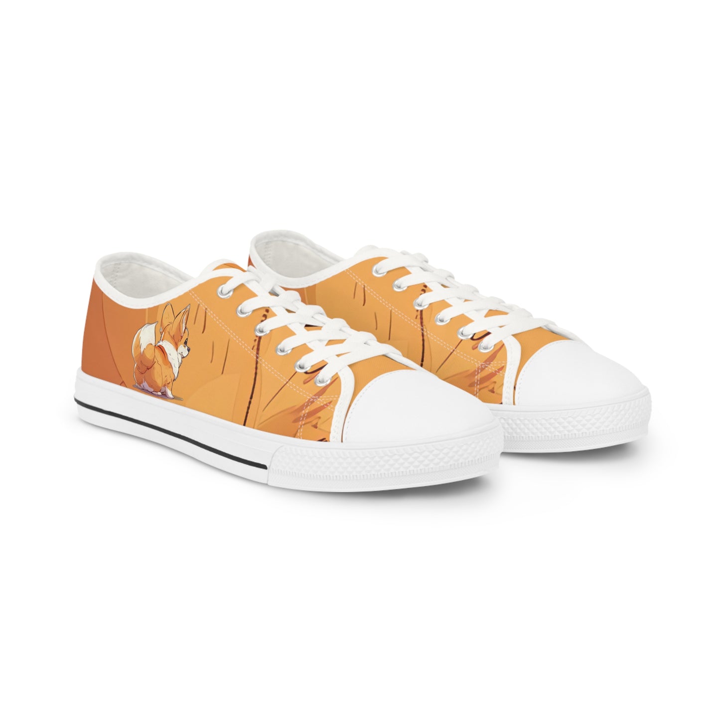 Cutie Patootie Men's Low Top Sneakers — Autumn Orange Canvas Casual Shoes