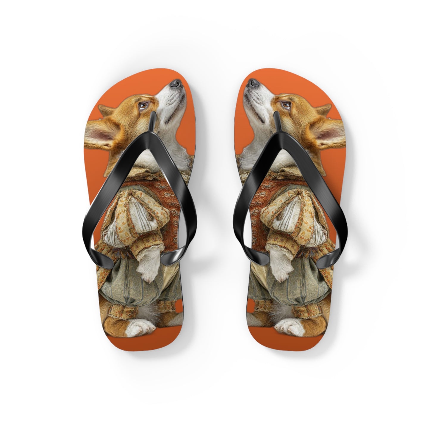 Prince Corgi Portrait Flip Flops – Cool Dog Beach Sandals
