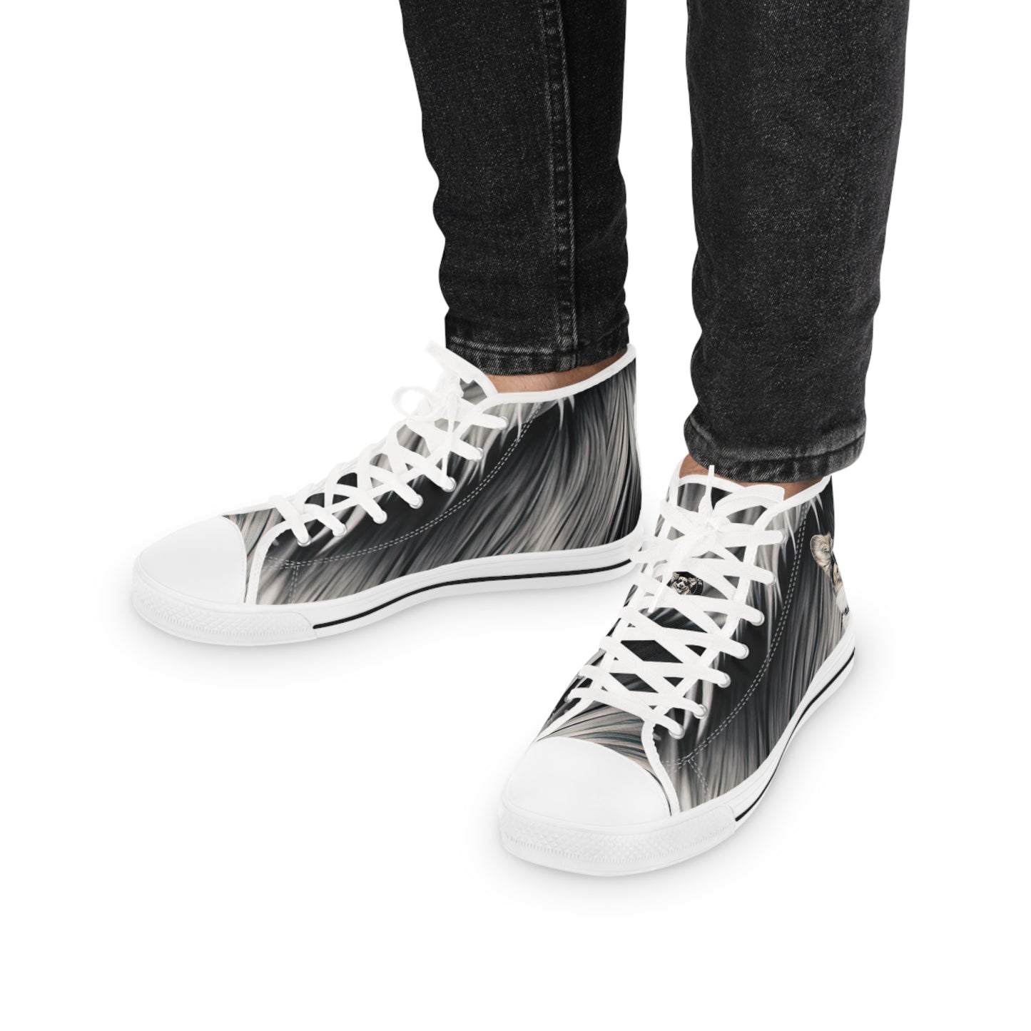 Corgi Cool Portrait in Shades Men's High Top Casual Black & White Canvas Sneakers