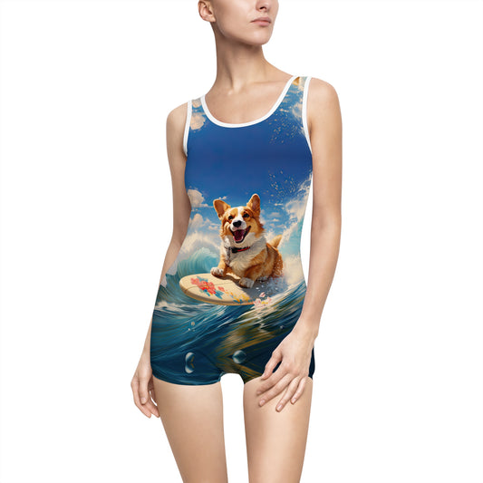 Cowabunga Corgi Vintage One-Piece