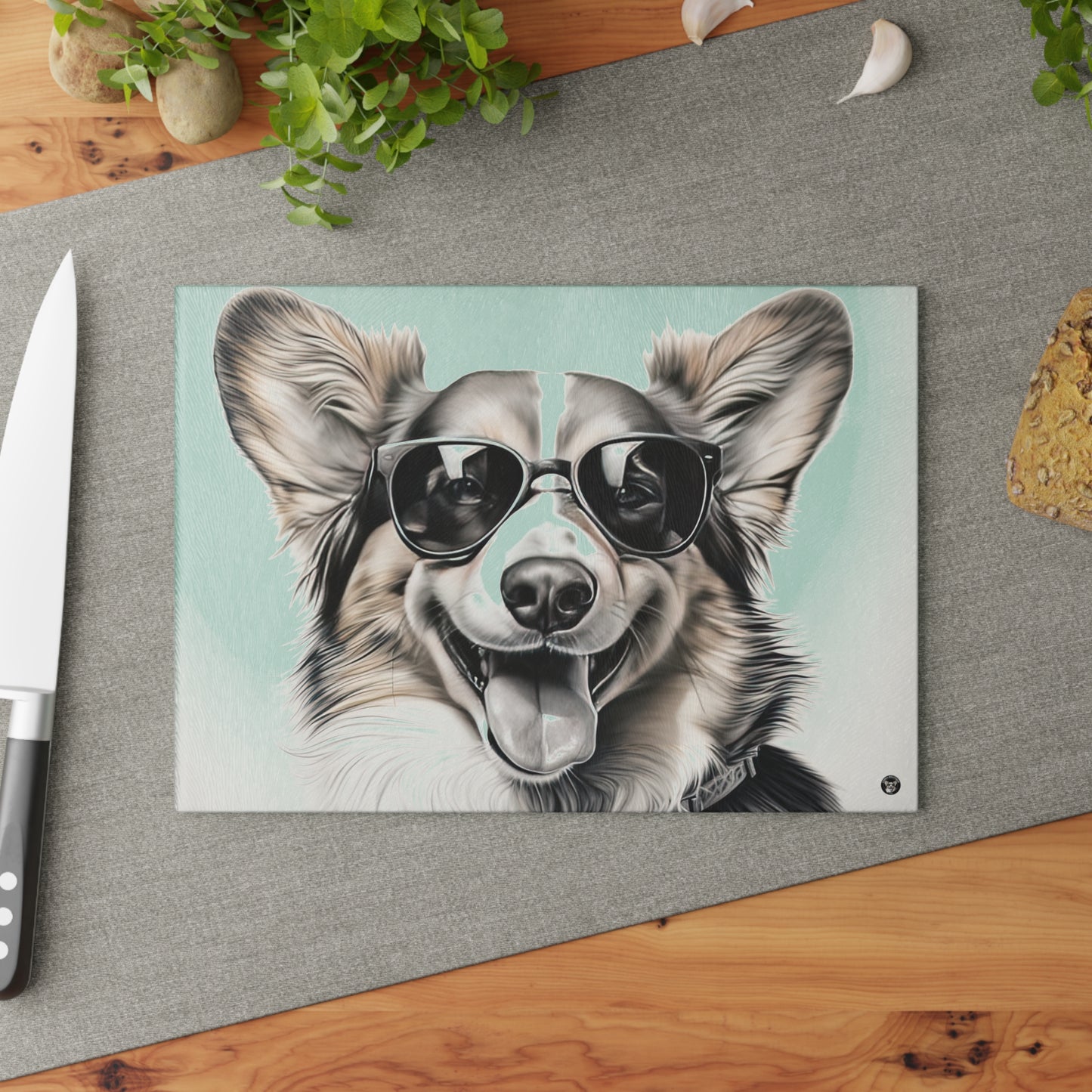 Corgi Cool - Glass Cutting Board