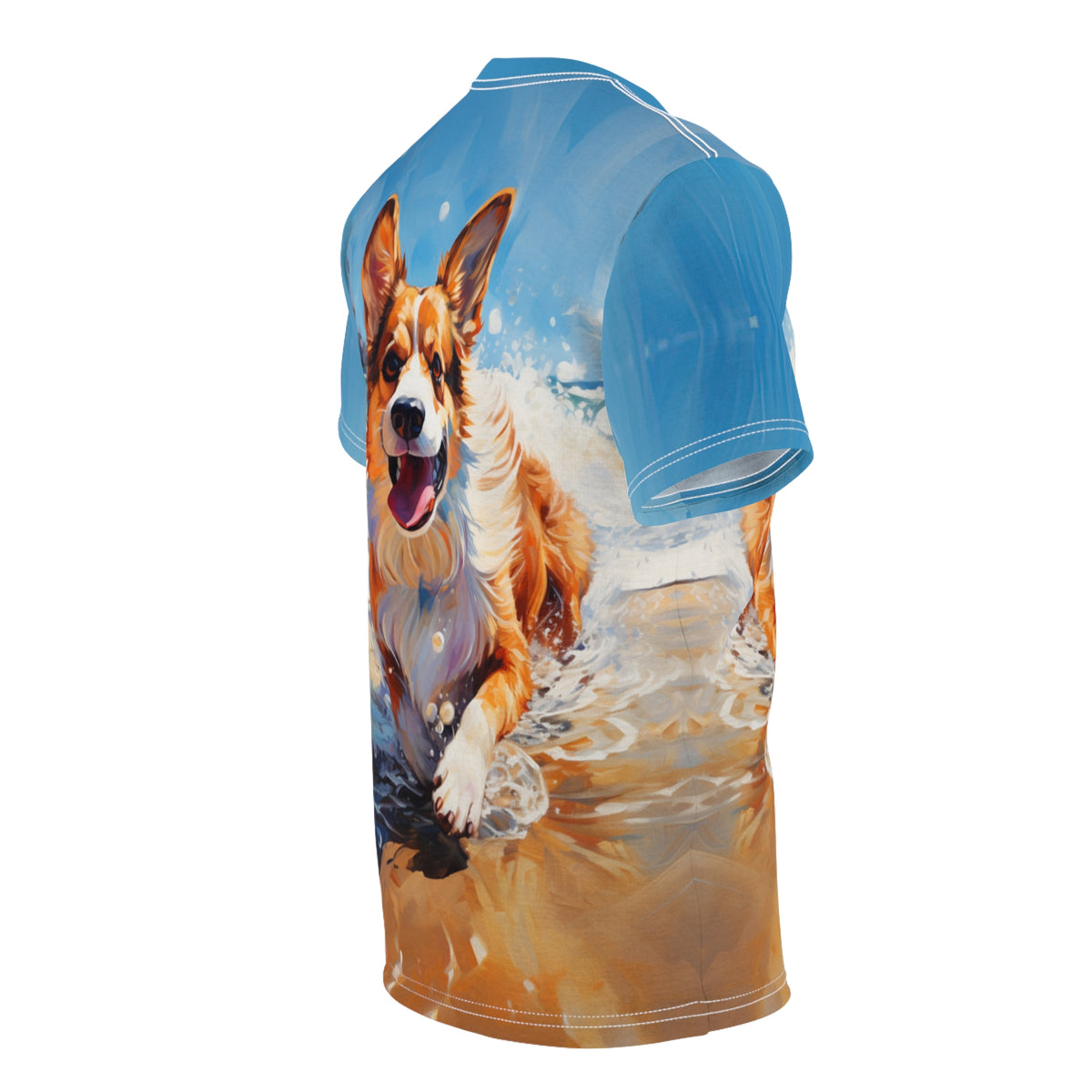 Coastal Corgi Unisex Bold Designer Tee - In the Fetch on Maliblue Hue (Part of the Corgi Beach Day Collection)