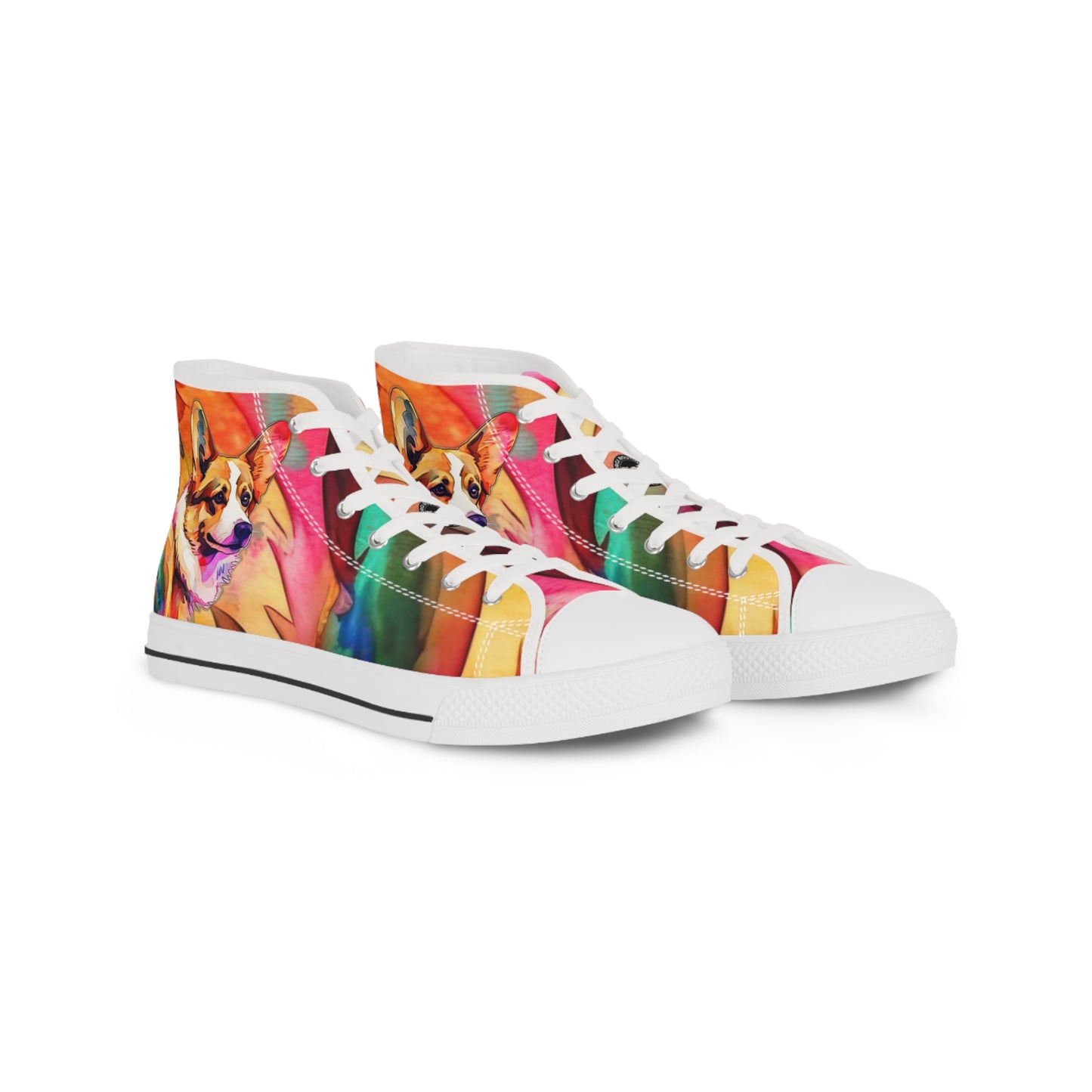 Corgi Pop Art Paint Splash Men's High Top Casual Colorful Canvas Sneakers