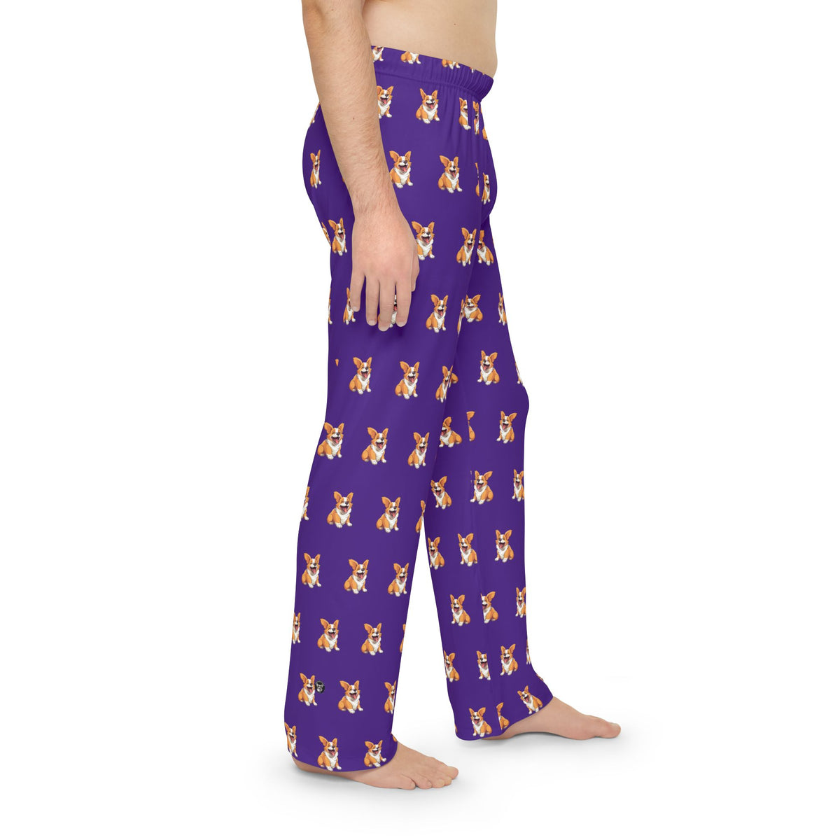 Jolly Jiggling Animated Corgi Men's Purple Lounge Pants