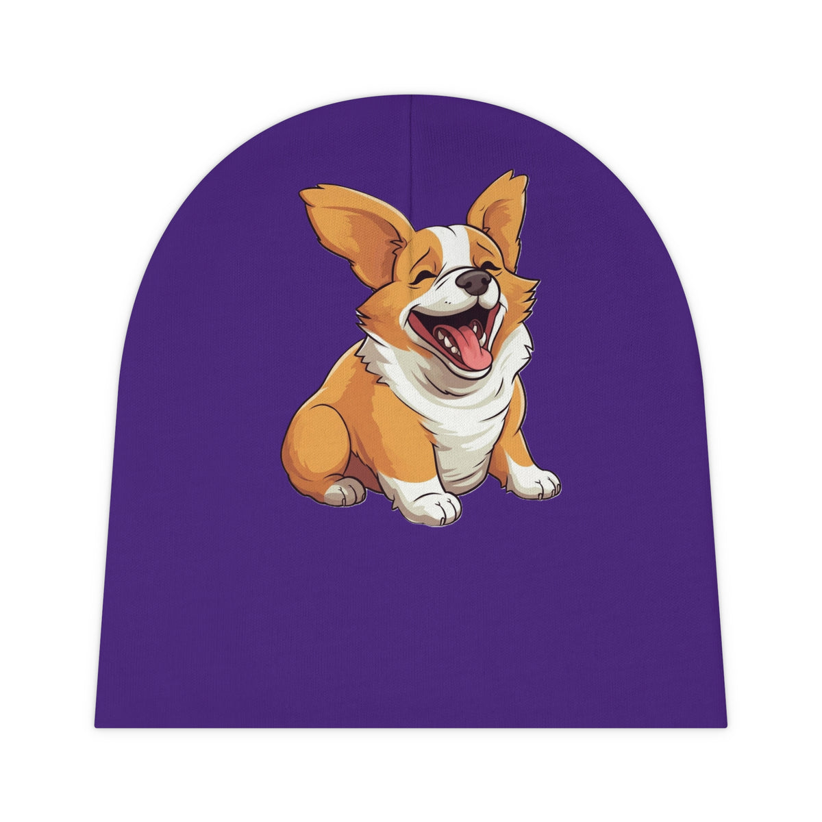 Jolly Jiggling Animated Corgi Purple Baby Beanie