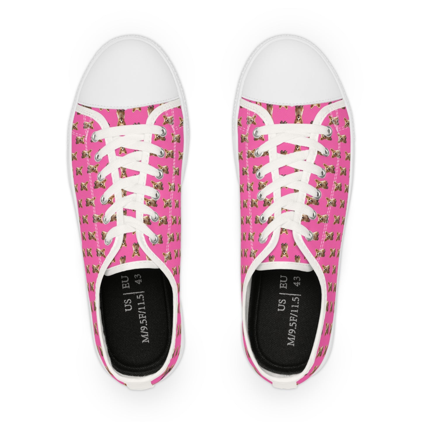 Sweetness Hot Pink Men's Low Top Casual Canvas Sneakers - Corgi Mosaic Pattern