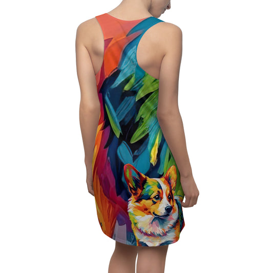 Scouter Corgi Watercolor Racerback Sundress - Vibrant Colorful Dress