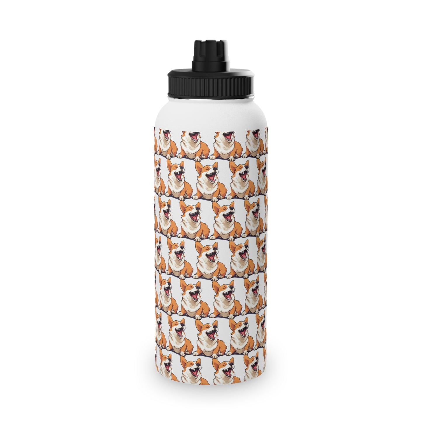 Comical Corgi Mosaic - Water Bottle with Sport Lid