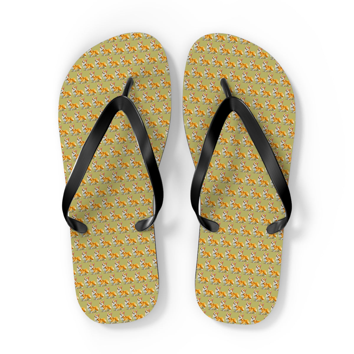 The Queen's Corgi Companion Repeater Pattern Flip-Flops - Cool Corgi Sandals