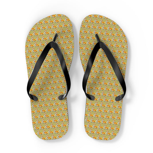 Classic Queen's Corgi Artistic Illustration Repeater Flip-Flops
