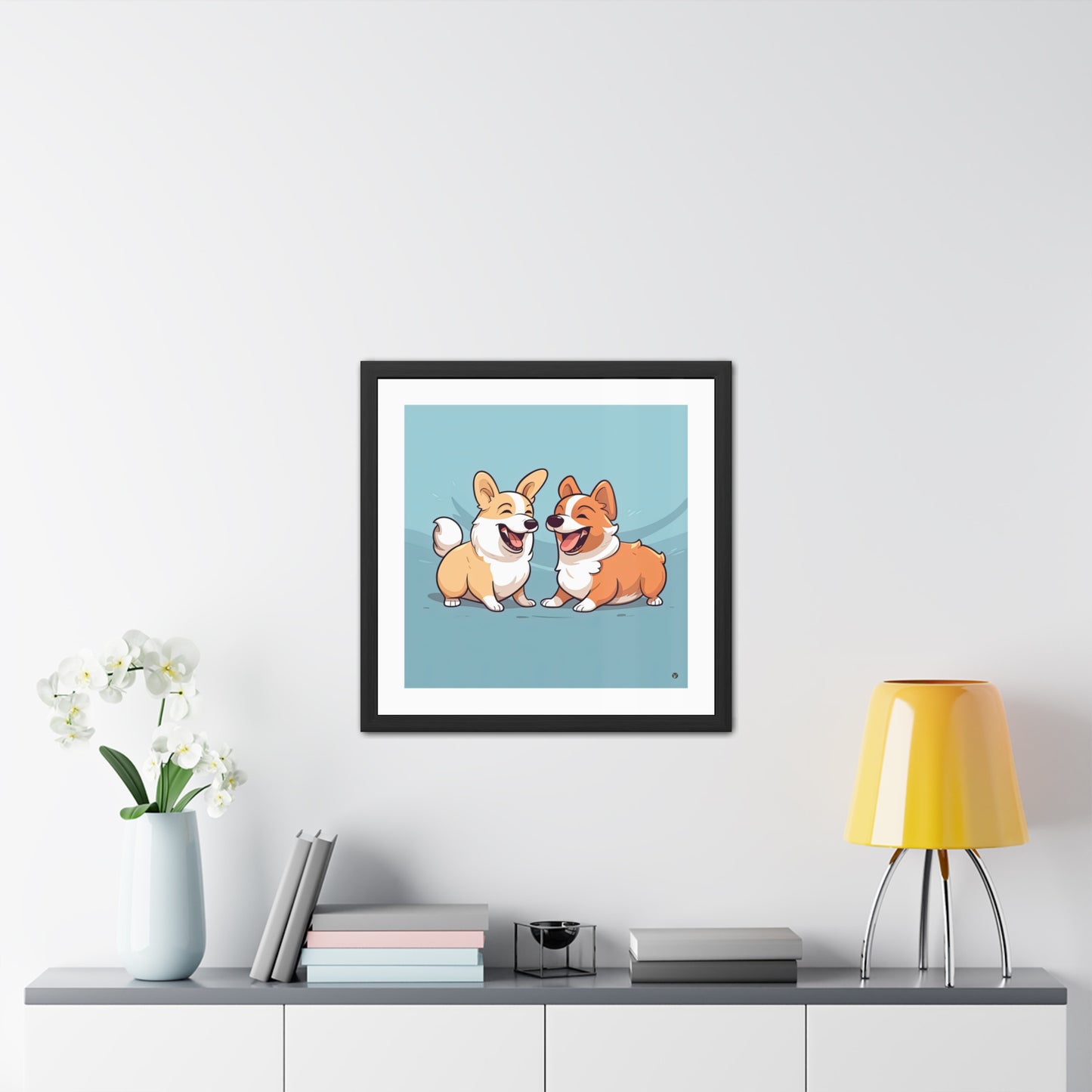 Impression encadrée "Couple de Corgis"