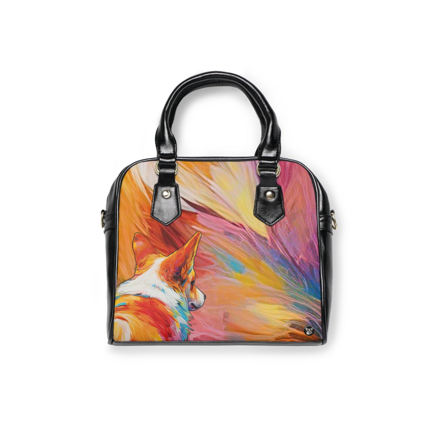 Peekaboo Corgi Artistic Portrait Shoulder Handbag — Vibrant Pop Art Corgi Purse