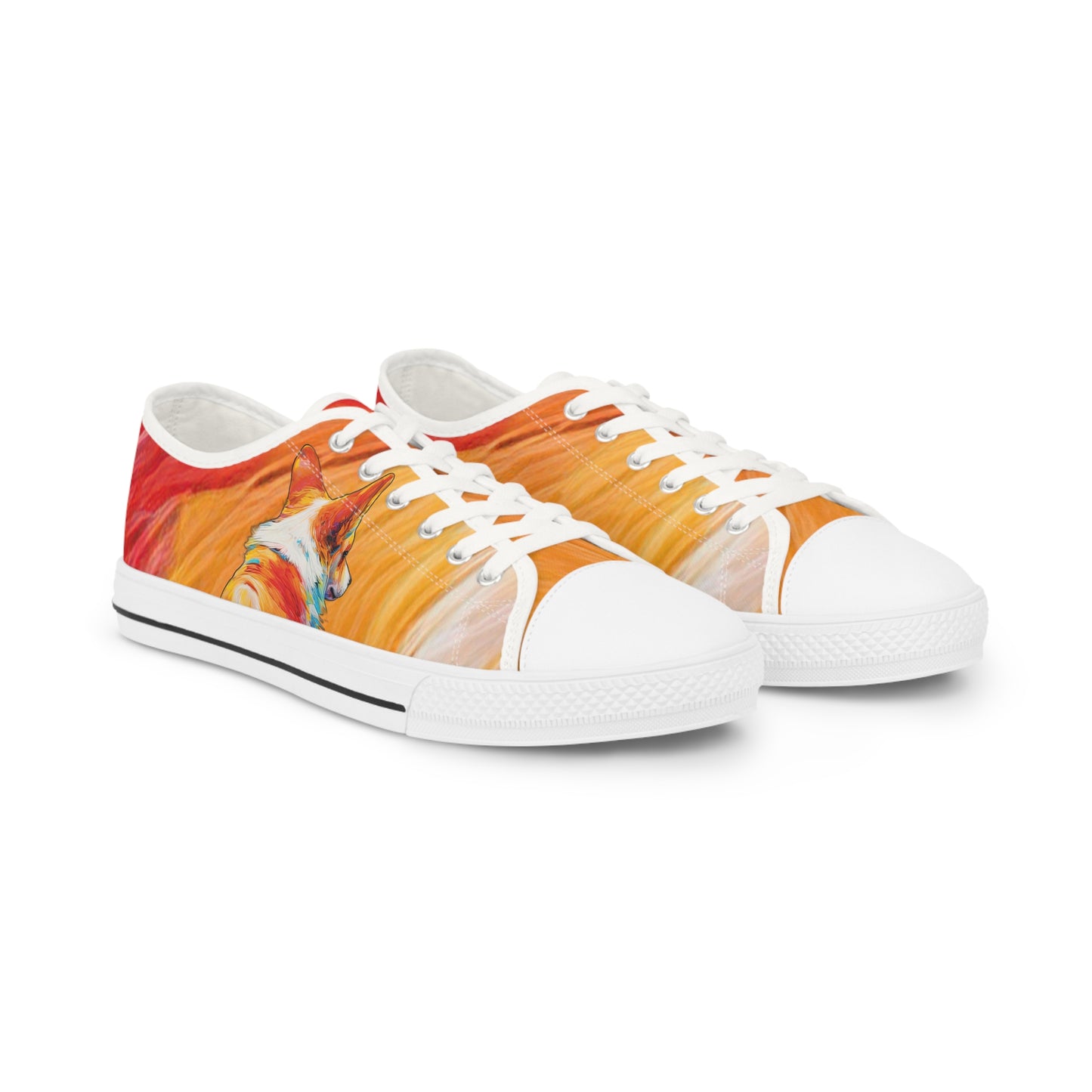 Peekaboo Corgi Vibrant Artistic Men's Low Top Casual Canvas Sneakers