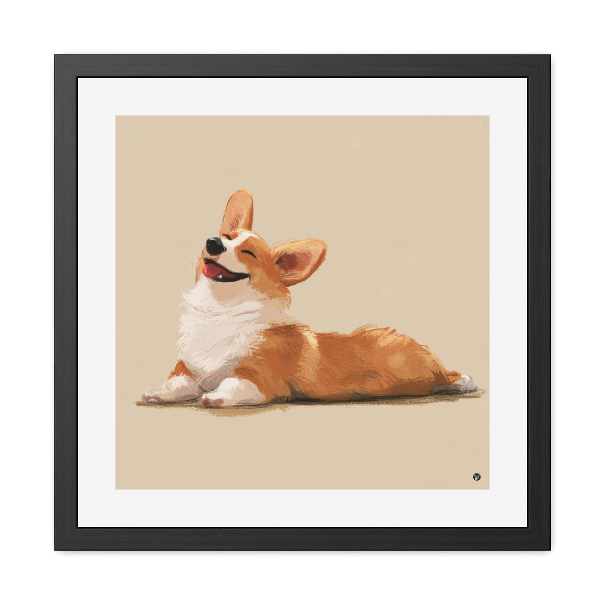 Giddy Sploot  - Happy Corgi Exclusive Framed Print