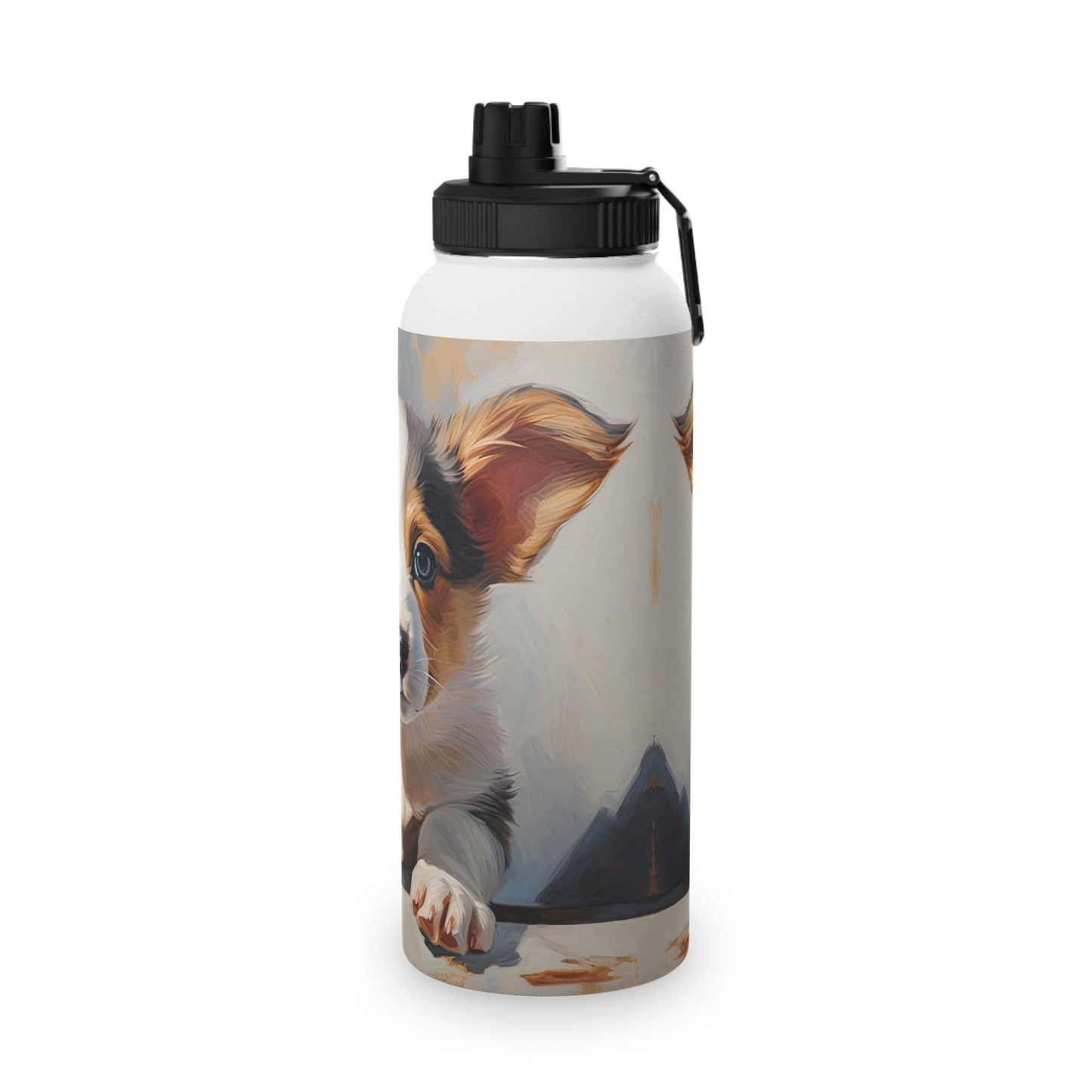 Puppy Portrait - Water Bottle with Sport Lid