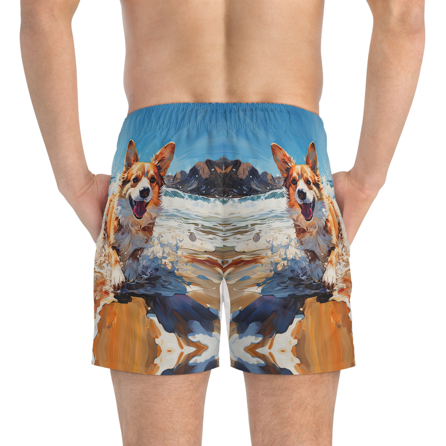 Coastal Corgi Swim Trunks