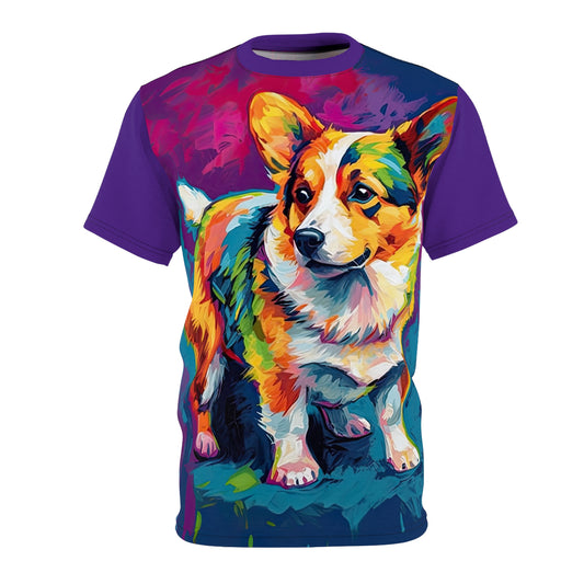 Scouter Colorful Corgi Art Bold Fashion Tee — Vibrant All-Over Print Corgi T-Shirt