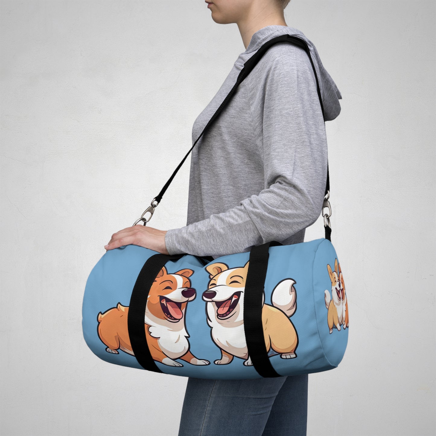 Corgi Best Mates Duffel Bag - Fun Blue Corgi Travel Gym Bag