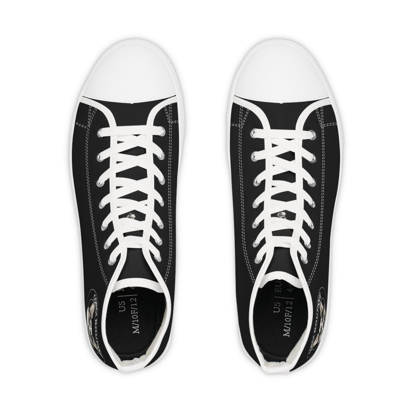 Corgi Boutique Logo Men's High Top Casual Black Canvas Sneakers