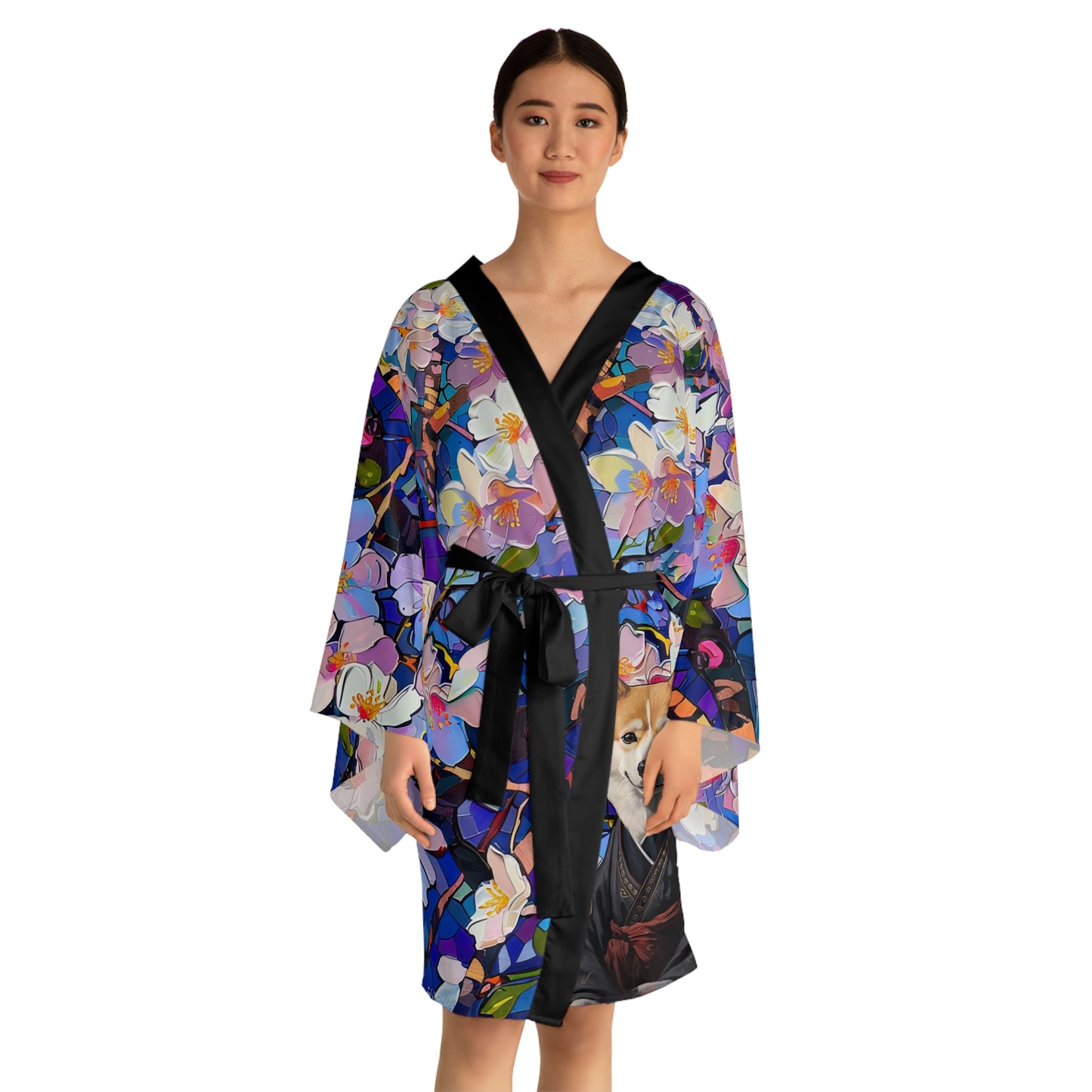 Floral Zendog - Kimono Robe