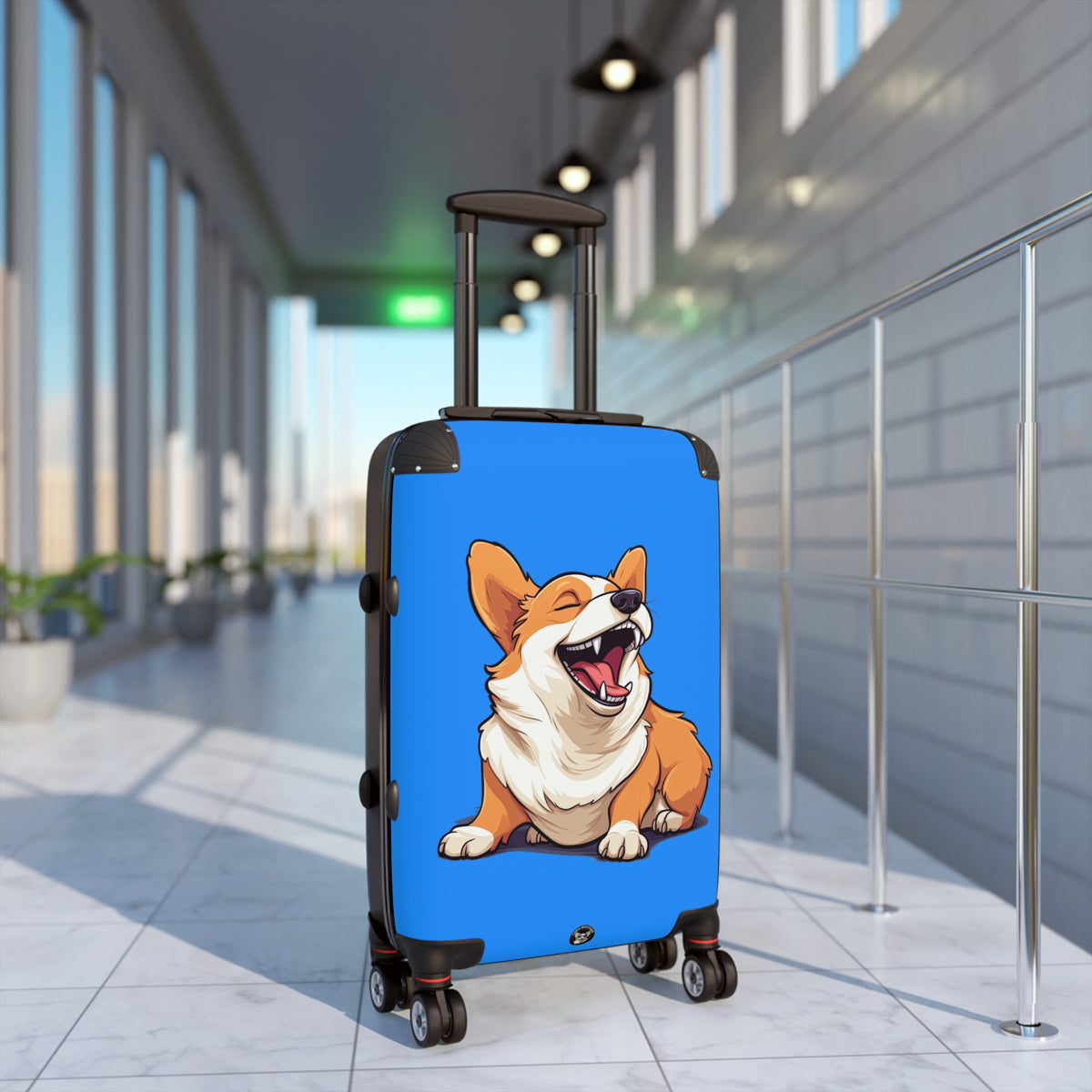 Comical Corgi All Smiles Suitcases - Fun & Funny Blue Luggage