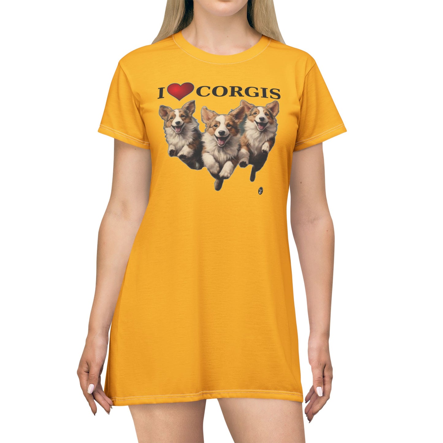 I Heart Corgis Yellow T-Dress