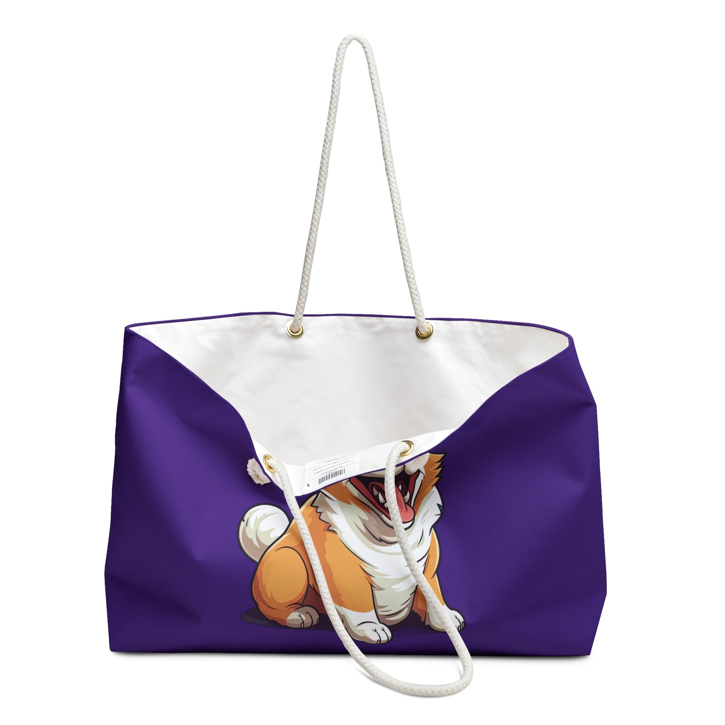 Jolly Jiggling Corgi Weekender Beach Bag – Purple Corgi Travel Tote