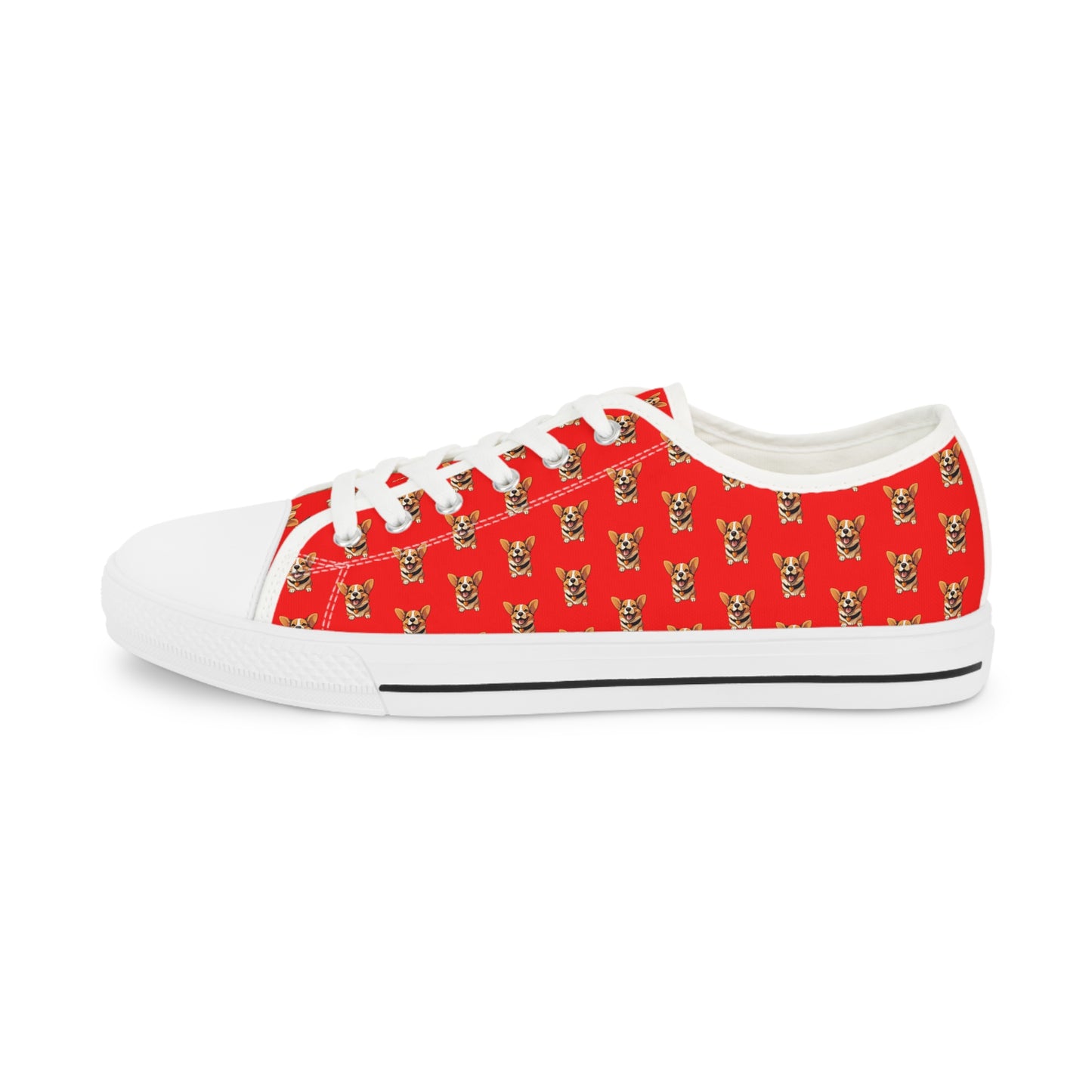 Puppy Love Red Smiling Corgi Pattern Men's Low Top Casual Canvas Sneakers