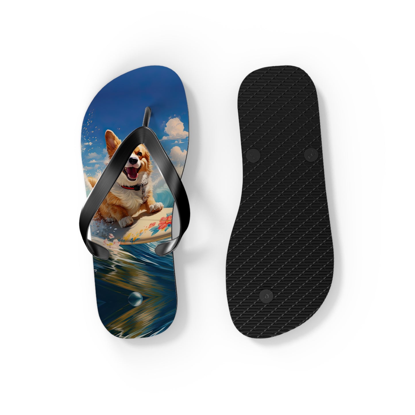Cowabunga Corgi Flip-Flops
