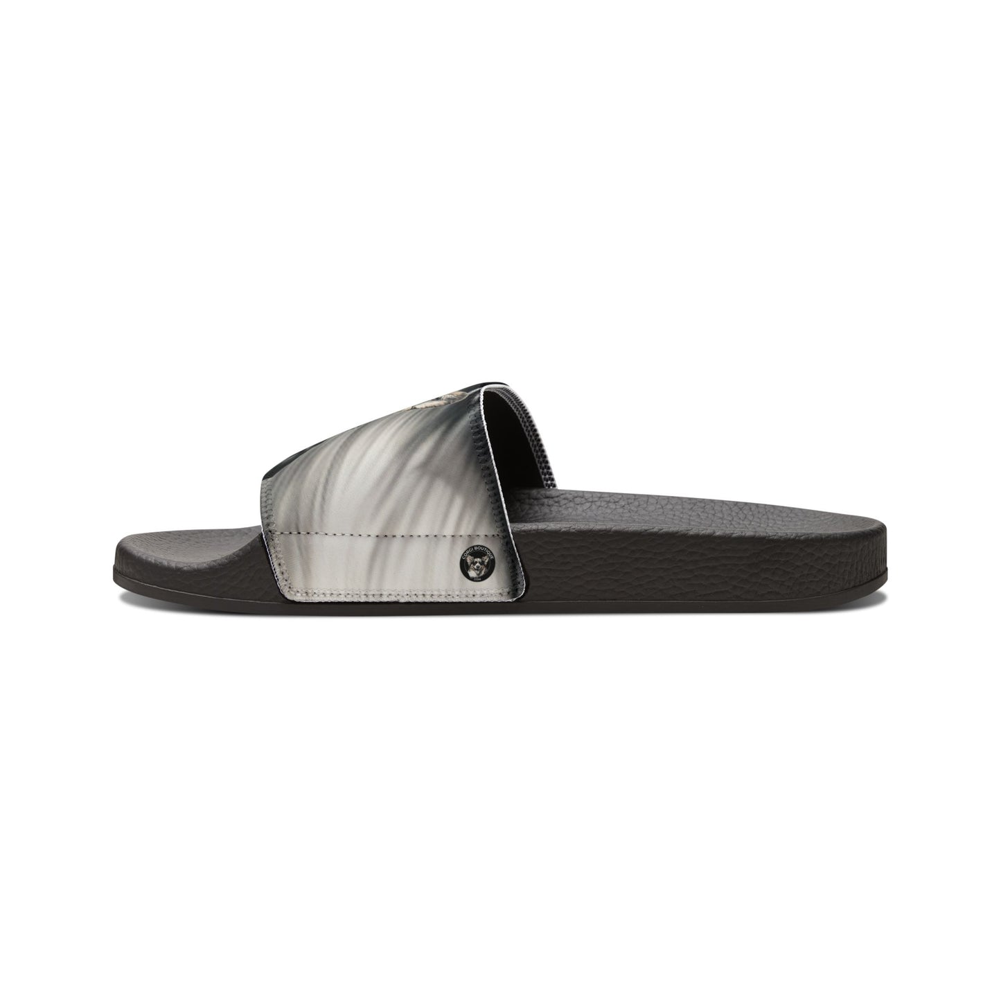 Corgi Cool Portrait in Shades Women's Casual Black & White Slide Sandals - Pool & Beach Slides