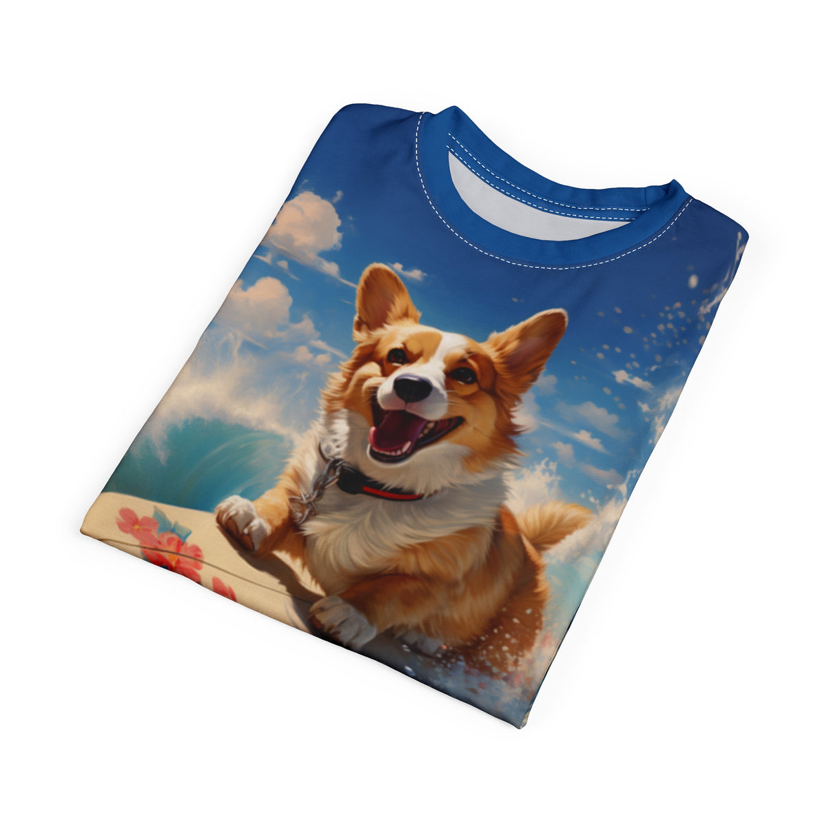 Cowabunga Corgi Unisex Bold Designer Tee - Surf Pup on Pacific Crest (Part of the Corgi Beach Day Collection)