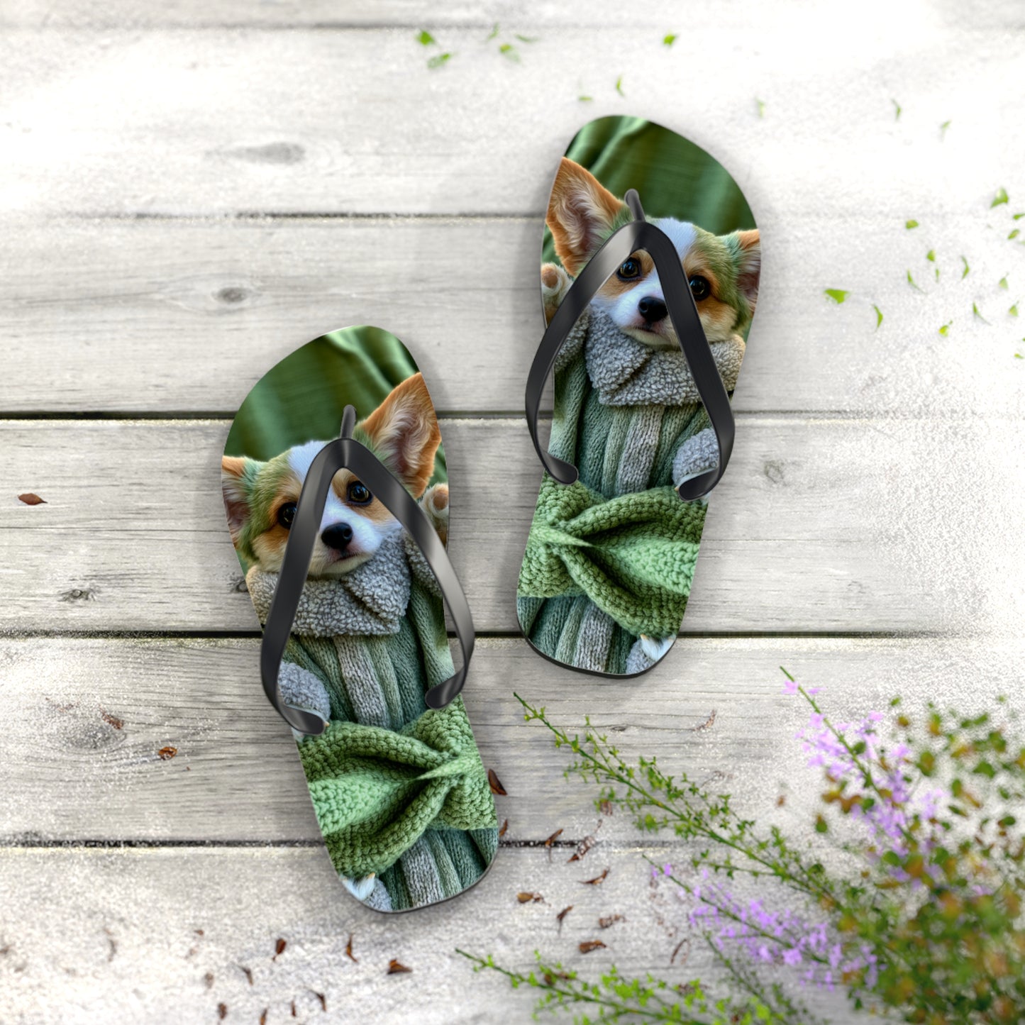 Grogu the Corgi Flip-Flops