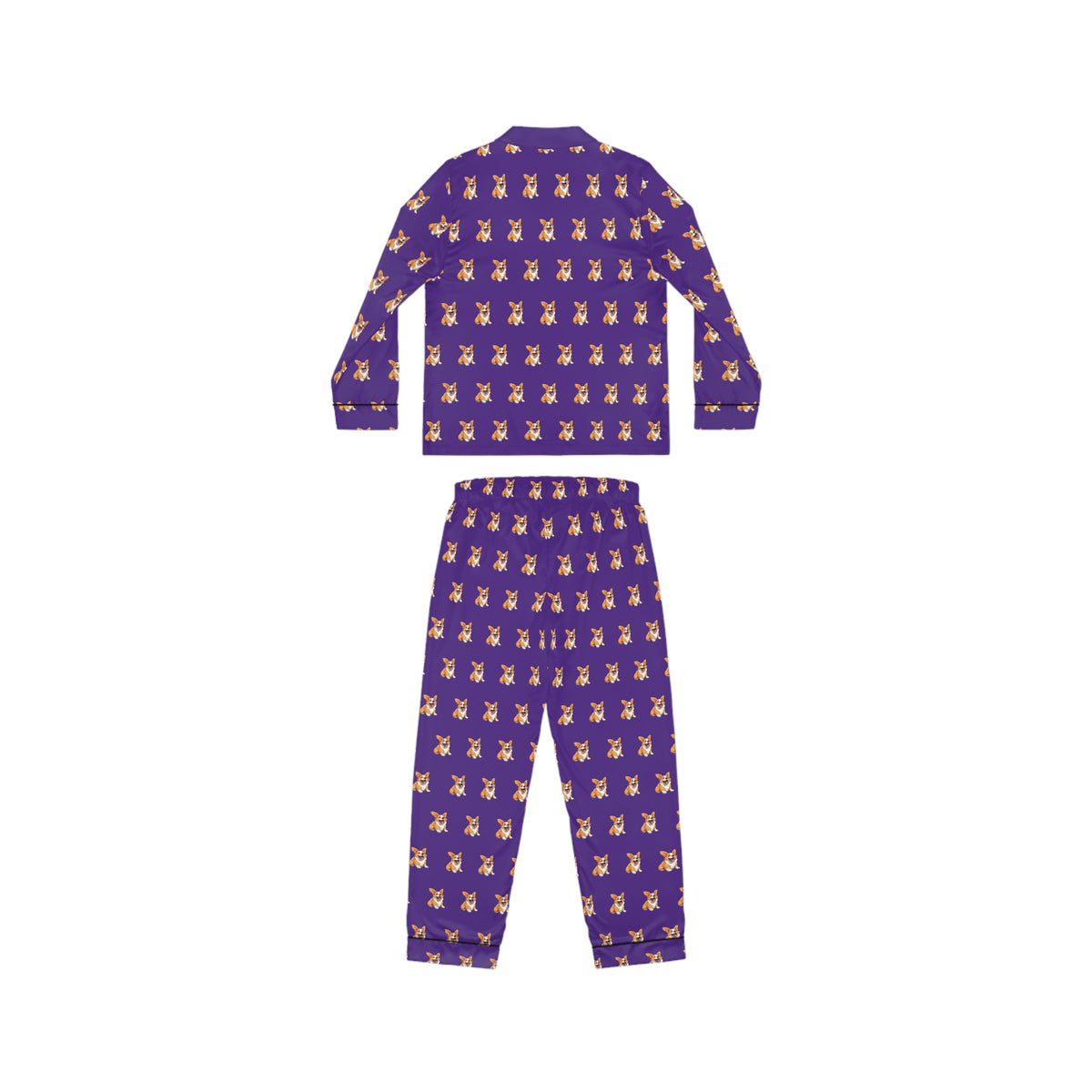 Jolly Jiggling Animated Corgi Purple Silky Pajamas